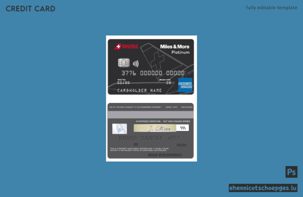 Beispielvorschau der SWISS Bank Miles & More Platinum American Express Karte (Schweiz)